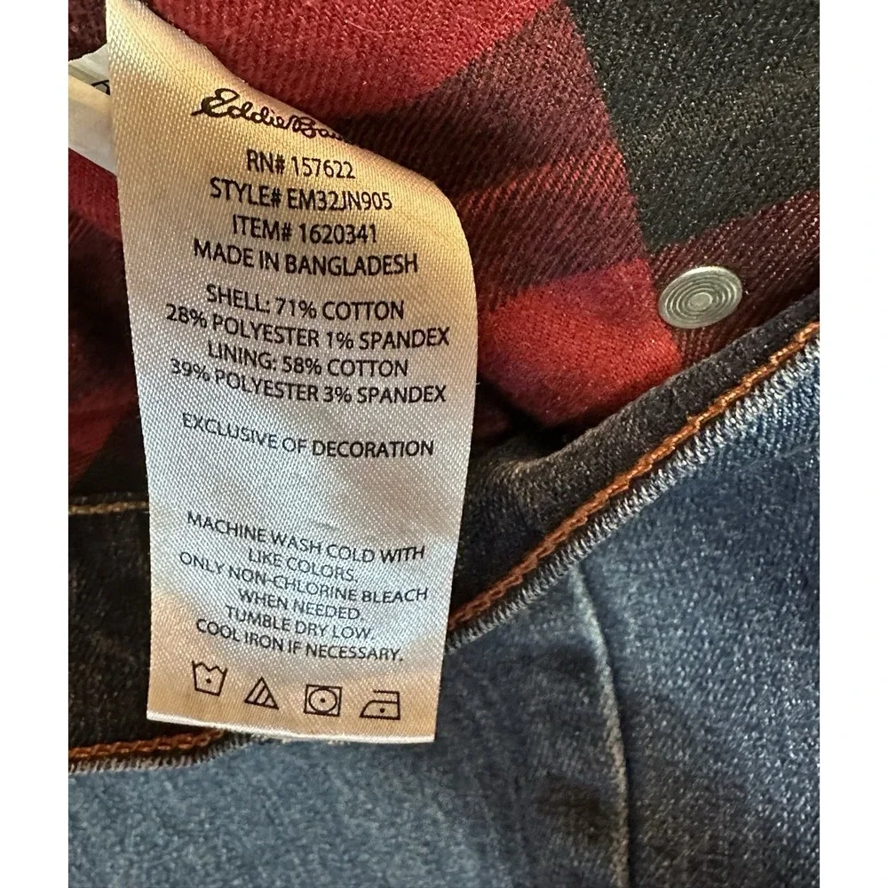 Eddie Bauer Fleece Lined Jeans Mens Thermal Straight Fit Denim Size 34x34